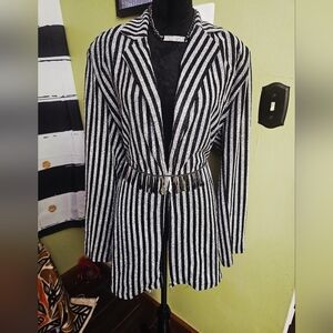 Striped Black and Silver Women's Jacket